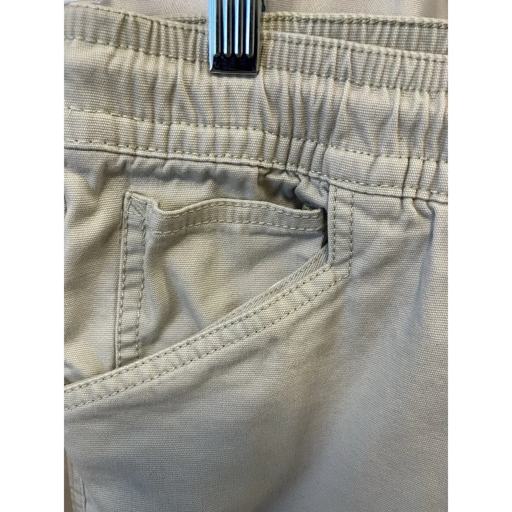 L.L. Bean Flex Pants Men's 28 Tan Flat Front Drawstring Waistband Cotton‎ Blend